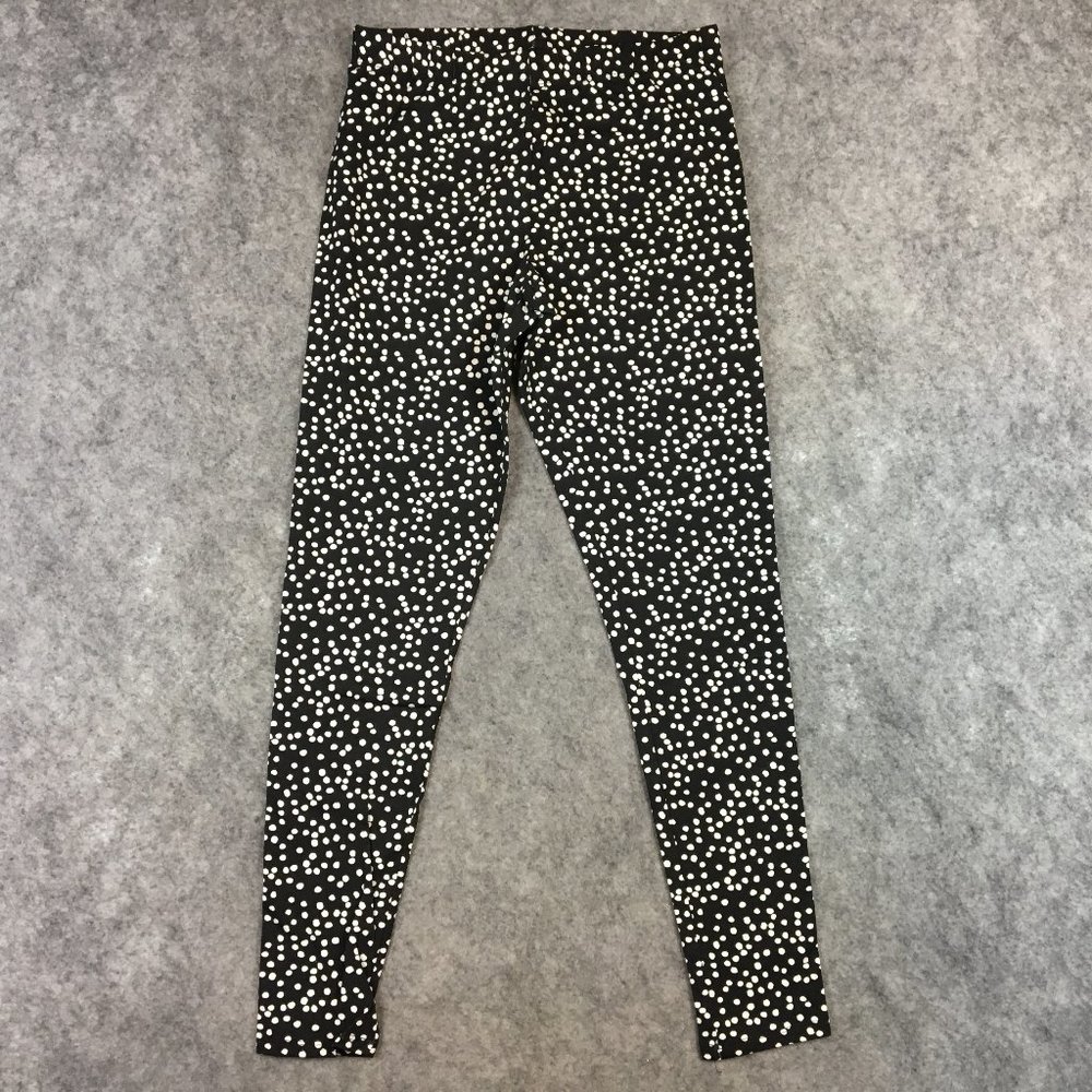 No Boundaries Leggings M 7 9 Black White Polka Dot Print Mid Rise Ankle Stretch